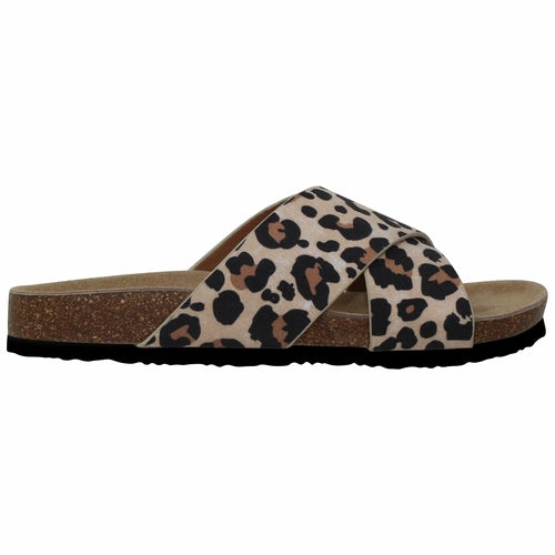 Leopard Print Criss-Cross Women's Comfort Sandals