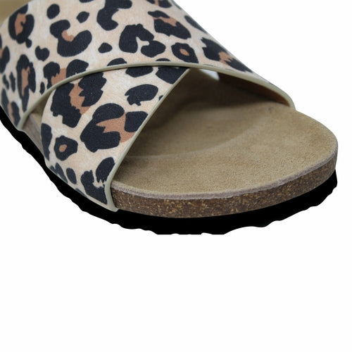 Leopard Print Criss-Cross Women's Comfort Sandals