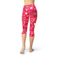 Women's Premium Love Hearts Red Capri Leggings