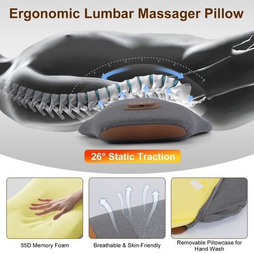 Smart Electric Lumbar Massager Support Pillow with Memory Foam