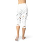 Womens White Stripes Capri Leggings