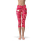 Women's Premium Love Hearts Red Capri Leggings